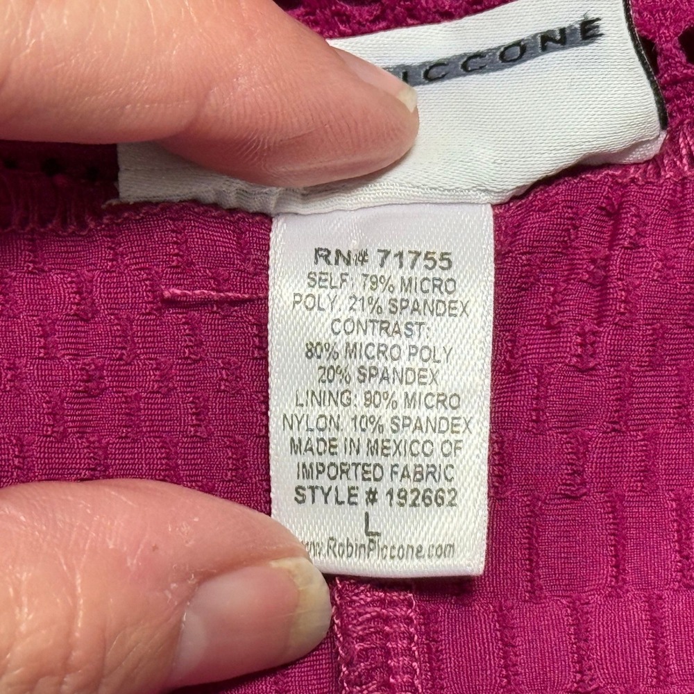 Robin Piccone Bikini Bottom Women Large Magenta Textured Perla Crochet - Picture 5 of 7